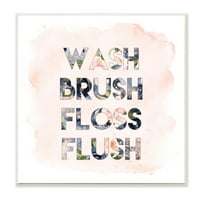 Stupell Industries za pranje četkice Floss Flush u cvjetnoj tipografiji koju je dizajnirala Tara Moss