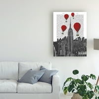 Zaštitni znak likovne umjetnosti 'Empire State Building and Red Hot Air Balloons' platno umjetnost Fab Funky