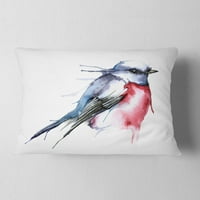 Ptica DesignArt u plavoj i crvenoj boji - jastuk za bacanje akvarela - 12x20