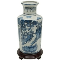12 Dame plavo -bijela porculanska šesterokutna vaza
