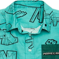 Minecraft Boys tkana košulja s kratkim rukavima, veličine 4-18
