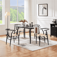Mart tkane moderne stolice za ručavanje s metalnim okvirom, crno