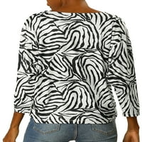 Ženska životinjska zebra otisak v vrat dolman rukav labavi bluza