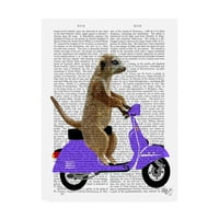 Zaštitni znak likovna umjetnost 'meerkat na lilac moped' platno umjetnost fab funky