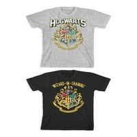 Harry Potter Boys Hogwarts & Wizard u treningu grafičkih majica 2-pack, veličine 4-18