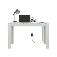 Cosmoling by Cosmopolitan Astor Desk W Wireless Charger, White With Terrazzo Top