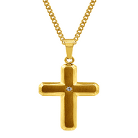 Muški brušeni i polirani kubični privjesak od nehrđajućeg zlata od nehrđajućeg čelika - Cross privjesak - 24 lanac