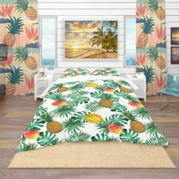 DesignArt 'ananas, mango, zvjezdani fruit, carambola & lišće' tropski pokrivač za pokriće