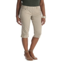 Ženski midrise navlači traper manžete Capri hlače
