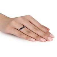 1- Karat T.W. Crni dijamant 10kt bijelo zlato crni rodij pozvani 5-kamen prsten