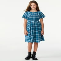 Besplatna montaža djevojčica karirana haljina s kratkim rukavima, veličine 4-18