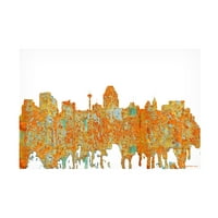 Marlene Watson 'San Antonio Texas Skyline Rust' Canvas Art