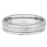 Obalni nakit bijelo ugljična vlakna umetnuti prsten od nehrđajućeg čelika