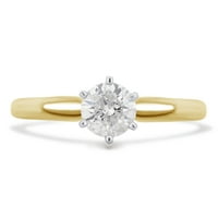 Carat T.W. Okrugli dijamant 14K žuto zlato zaručnički prsten