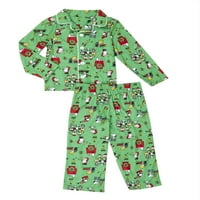 Snoopy i prijatelji božićni gumb kaputa Klasična pidžama, set