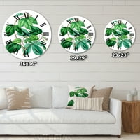 DesignArt 'Vintage Green Leave biljke III' Tradicionalni zidni sat