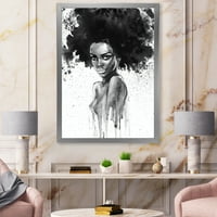 Designart 'Crno -bijeli portret Afroamerikanke III' Moderni uokvireni umjetnički tisak