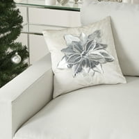 Jastuci za odmor nourison metalni poinsettia bijelo srebro ukrasni jastuk za bacanje 16 x16