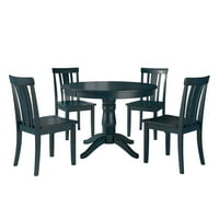 Lexington set za ručavanje od 5 komada drva, okrugli stol i naslonjene stolice, tamni traper