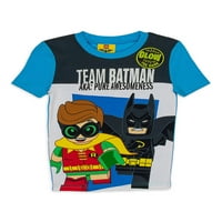Komplet pidžame s okruglim vratom i kratkim rukavima U Stilu Batmana, Jednobojni Print
