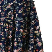 Jedinstvene ponude ženskog cvjetnog elastičnog struka šifona složena A-line maxi suknja