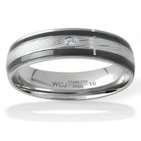 Obalni nakit dvobojni prsten s utorima od nehrđajućeg čelika i kubičnog cirkonija