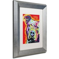 Zaštitni znak likovna umjetnost Promišljeni pitbull platno umjetnost Deana Russo White Matte, srebrni okvir