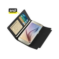 Samsung Galaxy s originalnom kožom RFID novčanikom i metalnim remenom kopča u crnoj boji za upotrebu sa Samsung