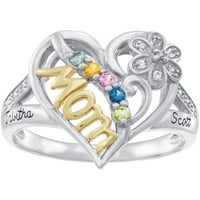 Personalizirani obiteljski nakit za uspomenu Majčin prsten s ponosnim kamenom dostupan je u Sterling srebru, pozlati,