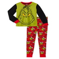 Grinch Boys Holiday Dugi rukav pidžama, veličine 4-16
