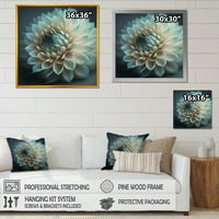 DesignArt plava i bijela dahlia cvijeća v platno zidna umjetnost