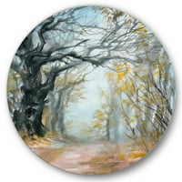 Jedinstveni 'jesen u Misty Forest' jezero Kuća Circle Circle Metal Wall Art - Disk od 11