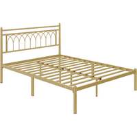 Easyfashion Jasmine Moderni metalni okvir kreveta s uzglavljem naglašenim laticama, kraljicom, antiknim zlatom