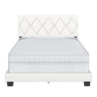 Boyd Sleep Diamond tapecirani FAU kožni platformski krevet, pun, bijeli