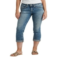 Silver Jeans Co. Ženski suki srednji uspon Capri, veličine struka 24-36