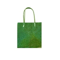 Božićna holografska papirnata torba, zelena, 5in vrijeme odmora