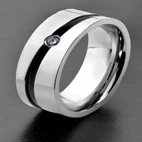 Obalni nakit kubični cirkoniju dijagonalno prugasti prsten od nehrđajućeg čelika