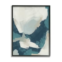 Studell četkani apstraktno plavo i bež apstraktno slikanje crno uokvireni umjetnički print zidna umjetnost