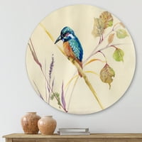 Dizajnirati 'uobičajena ptica Kingfisher na grani' Tradicionalni krug metalni zid - disk od 11