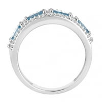 10K bijelo zlato švicarski plavi topaz & carat t.w. Dijamantni prsten