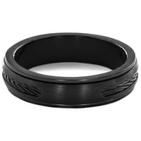 Obalni nakit prsten s dvostrukim kabelskim umetkom od nehrđajućeg čelika s crnim premazom