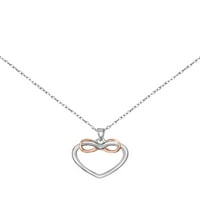 Dijamantna ogrlica za srce i beskonačno privjesak u srebrnom srebrom sa 18K ružičastim zlatom