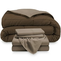 Goli kućni mikrofiber 5-dijelni kakao taupe comforter, taupe list set reverzibilni krevet u torbi, cal king