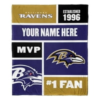 Baltimore Ravens NFL ColorBlock Personalizirana deka od svilenog dodira