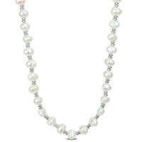 O ogrlicama Miabella Women Pearl & Rhondelle, ogrlica za sloj, srebrni rondelli, perli, perli su