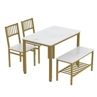 Yoneston četverodijelni stol za stol za stolom set sa stalak za odlaganje, 43in kuhinjski stol sa stolicama i klupa