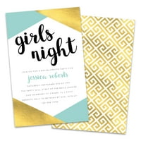 Personalizirane noćne pozivnice za zabavu Teal & Gold Girls Night Bachelorette