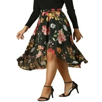 Jedinstveni prijedlozi Ženska šifonska midi suknja s elastičnim pojasom i visokim niskim cvjetnim rubom