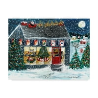 Zaštitni znak likovne umjetnosti 'Božićna noćna umjetnost Santa Reindeer' Canvas Art by Cheryl Bartley