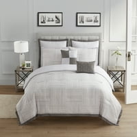 Sweet Home Collection Walter Stripe Squares Comforter set